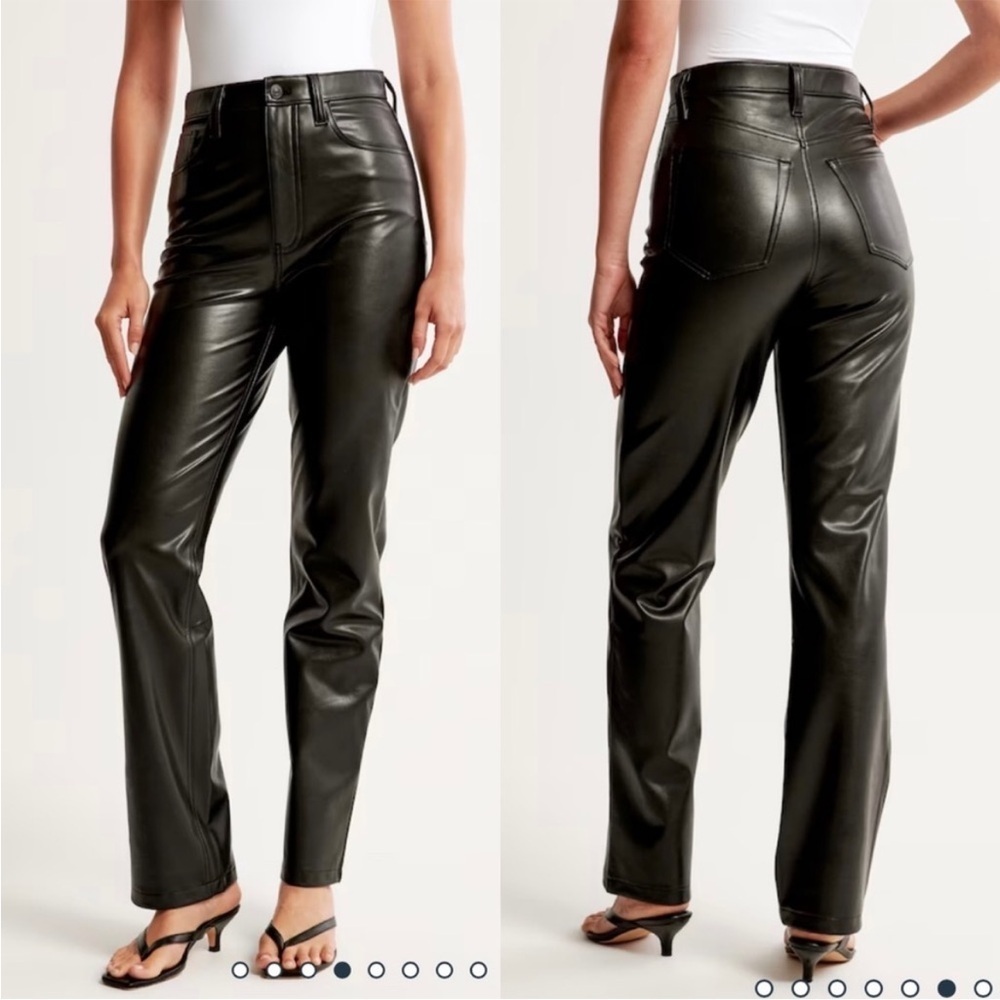 Abercrombie & Fitch Curve Love Vegan Leather 90s Straight Ultra High Rise Pant